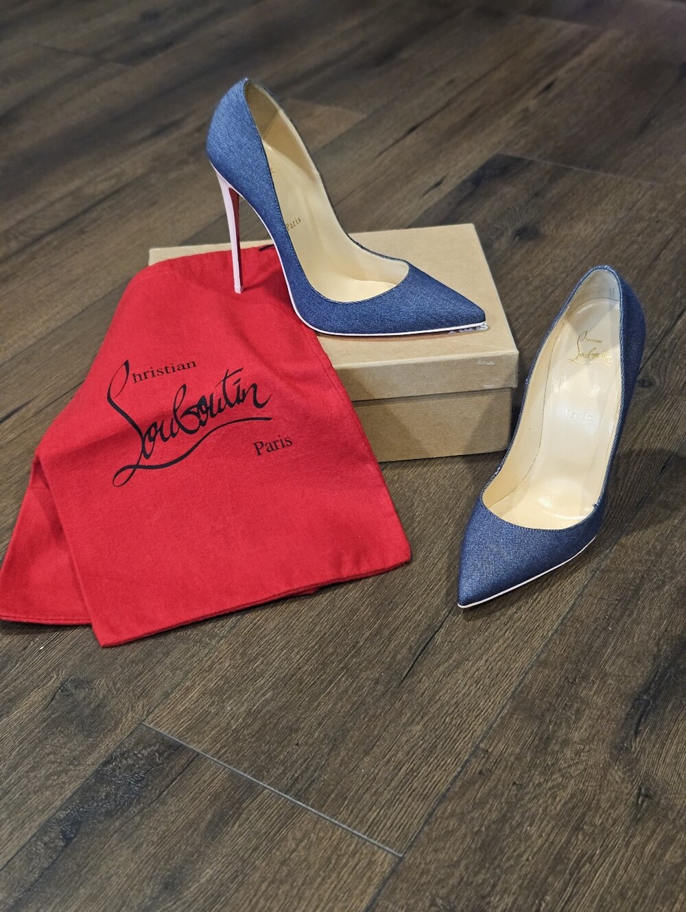 Christian Louboutin So Kate 120 Denim Blue Pompadour Pumps 40.5